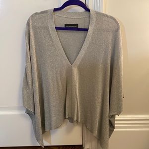 Zadig & Voltaire Deluxe Silver Sparkly Slouchy Short Sleeve Top